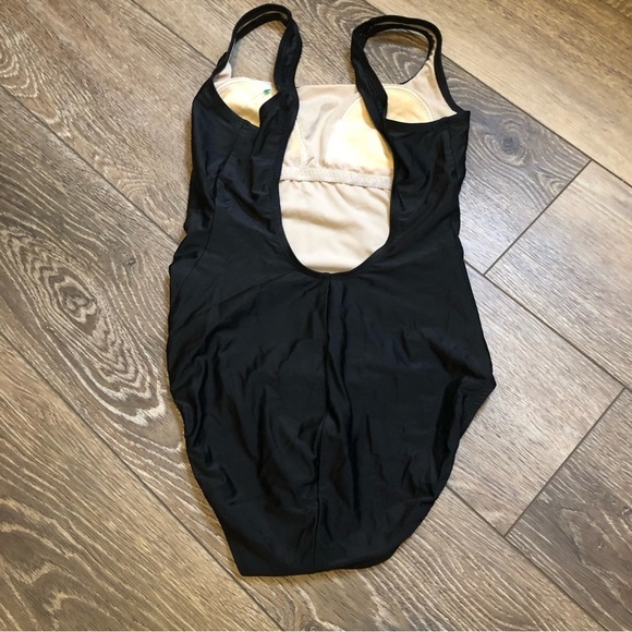 Vintage Speedo One Piece Swim Suit Sz 12 Black High  Thigh Low Back EUC - Picture 7 of 11